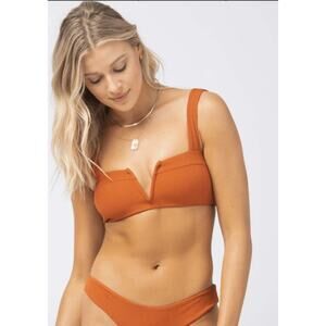 L*Space Lee Lee Bikini Top in Amber Brown Size Small NWT